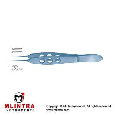 Bonn Corneal Forcep Very Delicate 1 x 2 Teeth with Tying Platform Titanium, 10 cm - 4" Tip Size 0.12 mm